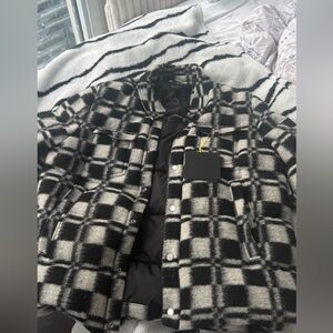 Moose Knuckles Black and White Plaid Jacket size L
